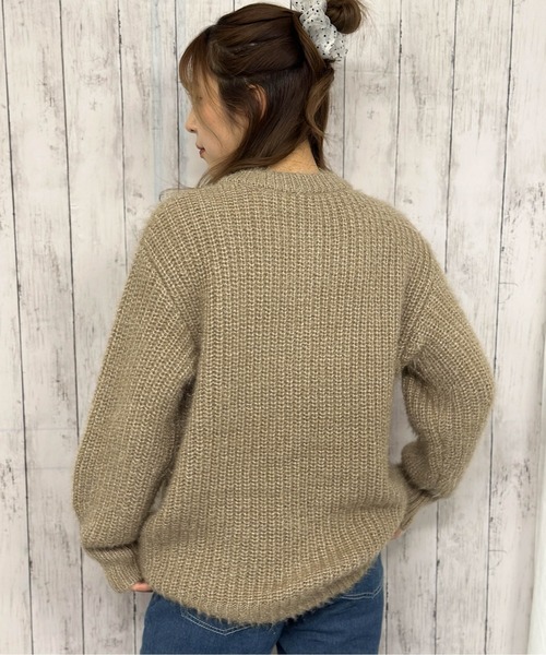 GORGE(ゴージ)の「《ふわもこタッチ》レディース モヘア風クルーニットカーディガン ゆるシルエット 秋冬(カーディガン/ボレロ・レディース・アイボリー/ベージュ・F)」の6枚目の写真