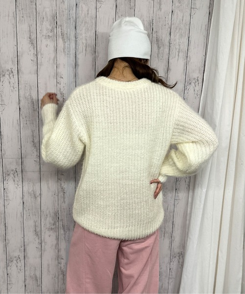 GORGE(ゴージ)の「《ふわもこタッチ》レディース モヘア風クルーニットカーディガン ゆるシルエット 秋冬(カーディガン/ボレロ・レディース・アイボリー/ベージュ・F)」の10枚目の写真