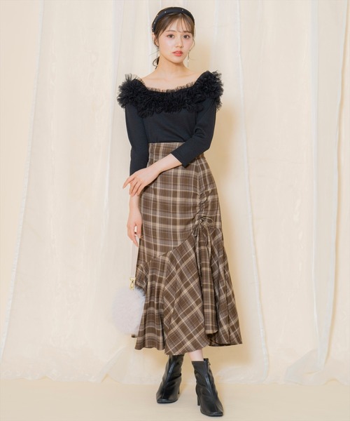 WILLSELECTION(ウィルセレクション)の「チュールフリルテレコトップス(Tシャツ/カットソー・レディース・ベージュ/ブルー/ブラック・FREE)」の4枚目の写真
