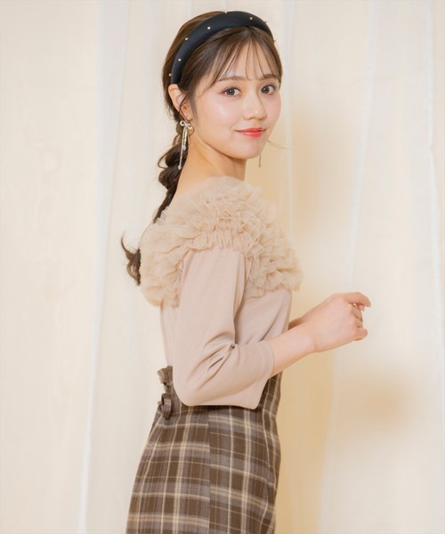 WILLSELECTION(ウィルセレクション)の「チュールフリルテレコトップス(Tシャツ/カットソー・レディース・ベージュ/ブルー/ブラック・FREE)」の16枚目の写真