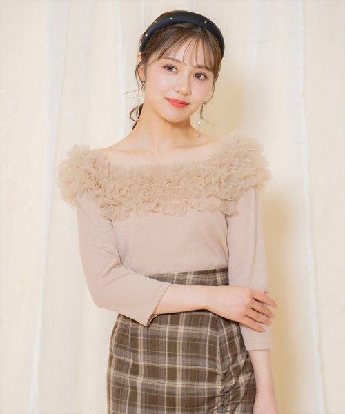 WILLSELECTION(ウィルセレクション)の「チュールフリルテレコトップス(Tシャツ/カットソー・レディース・ベージュ/ブルー/ブラック・FREE)」の19枚目の写真