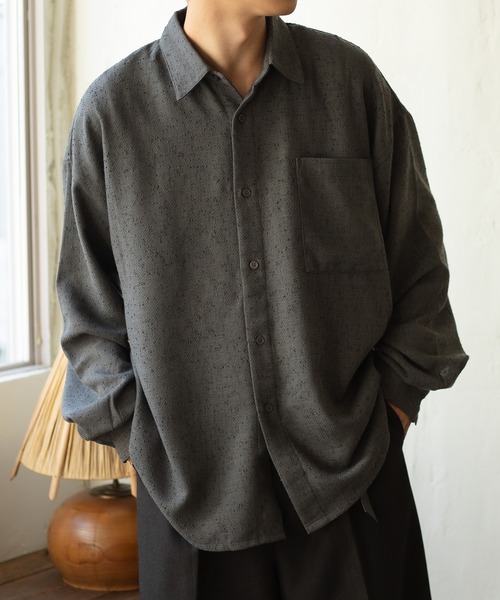 epnok（エプノック）の「ツイードネップルーズシャツ（シャツ/ブラウス・メンズ・ブルー/グレー/ブラック・MEDIUM/SMALL/LARGE）」の2枚目の写真