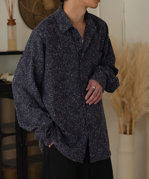 epnok（エプノック）の「ツイードネップルーズシャツ（シャツ/ブラウス・メンズ・ブルー/グレー/ブラック・MEDIUM/SMALL/LARGE）」の16枚目の写真