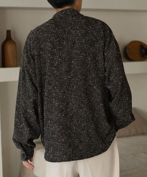 epnok（エプノック）の「ツイードネップルーズシャツ（シャツ/ブラウス・メンズ・ブルー/グレー/ブラック・MEDIUM/SMALL/LARGE）」の4枚目の写真