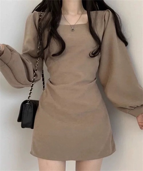 FREE STYLISTS（フリー スタイリスト）の「スクエアネックミニ丈ワンピース（ワンピース・レディース・ブラック/カーキ・M/L/XL/2XL/S）」の11枚目の写真