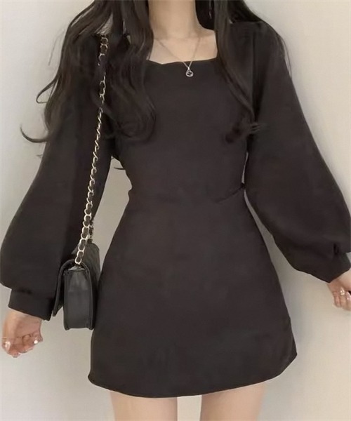 FREE STYLISTS（フリー スタイリスト）の「スクエアネックミニ丈ワンピース（ワンピース・レディース・ブラック/カーキ・M/L/XL/2XL/S）」の7枚目の写真