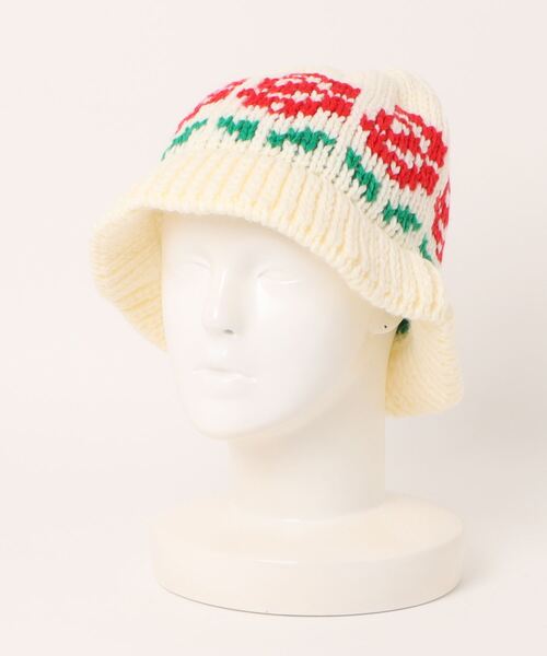 ankoROCK(アンコロック)の「an meets zakka フラワー柄ニットハット / メンズ レディース ユニセックス 花柄 帽子 バケットハット バケハ(ハット・メンズ・アイボリー/グレー/ブラック・ONESIZE)」の7枚目の写真