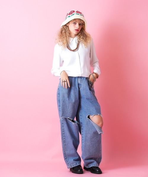 ankoROCK(アンコロック)の「an meets zakka フラワー柄ニットハット / メンズ レディース ユニセックス 花柄 帽子 バケットハット バケハ(ハット・メンズ・アイボリー/グレー/ブラック・ONESIZE)」の6枚目の写真