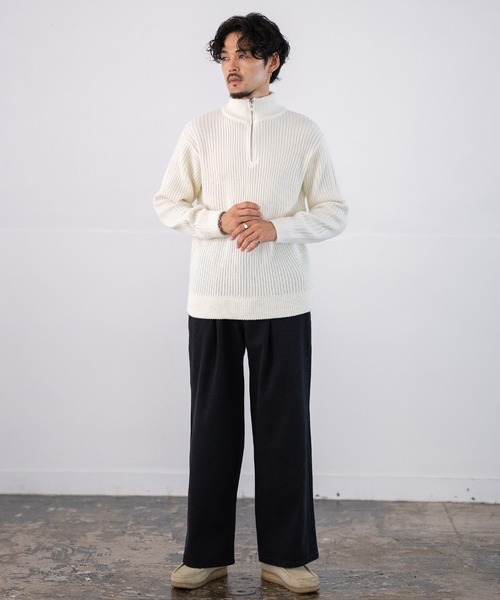 improves(インプローブス)の「リブ編み ハーフジップ ニットセーター(ニット/セーター・メンズ・ブラック/チャコール/ホワイト・MEDIUM/LARGE)」の6枚目の写真