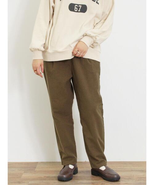 Samansa Mos2（サマンサ モスモス）の「【M/Lサイズ】起毛ストレッチテーパードパンツ（その他パンツ・レディース・グリーン/ダークブラウン/マスタード/ベージュ・M/L）」の2枚目の写真