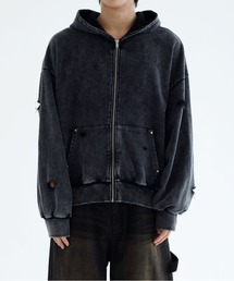 epnok | 【EPNK】Snow wash damage zip hoodie / スノーウォッシュダメージジップフーディー(パーカー)