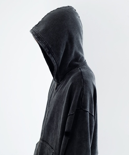 epnok（エプノック）の「【EPNK】Snow wash damage zip hoodie / スノーウォッシュダメージジップフーディー（パーカー・メンズ・ブラック・LARGE/MEDIUM/SMALL）」の15枚目の写真