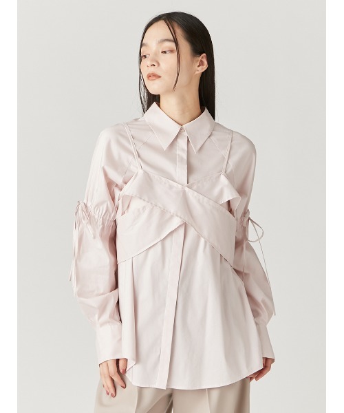 新品 24ss FRAY I.D ビスチェコンビシャツ ブラウス ホワイト セール】ビスチェキャミコンビシャツ（シャツ/ブラウス）｜FRAY