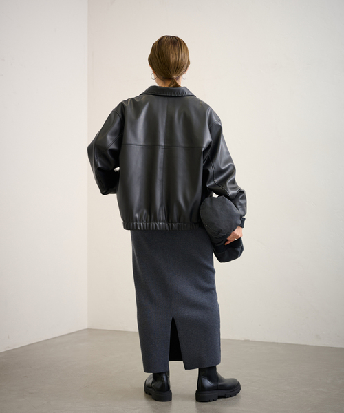 FRAMeWORK（フレームワーク）の「フェイクレザーフライトジャケット（ライダースジャケット・レディース・ブラック・FREE）」の6枚目の写真