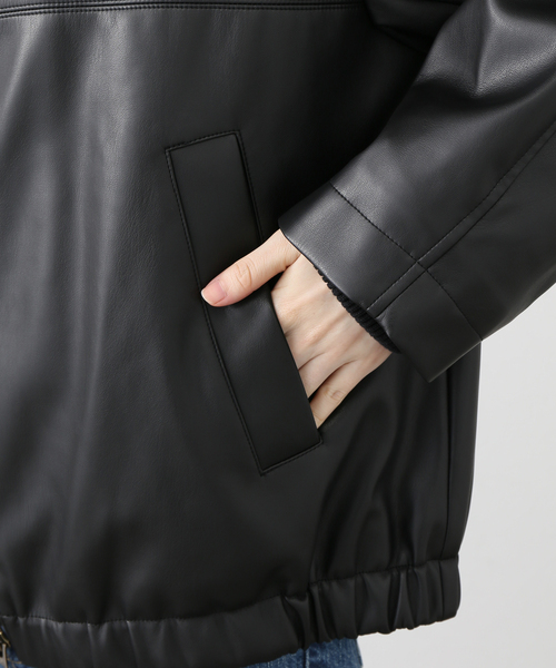 FRAMeWORK（フレームワーク）の「フェイクレザーフライトジャケット（ライダースジャケット・レディース・ブラック・FREE）」の19枚目の写真