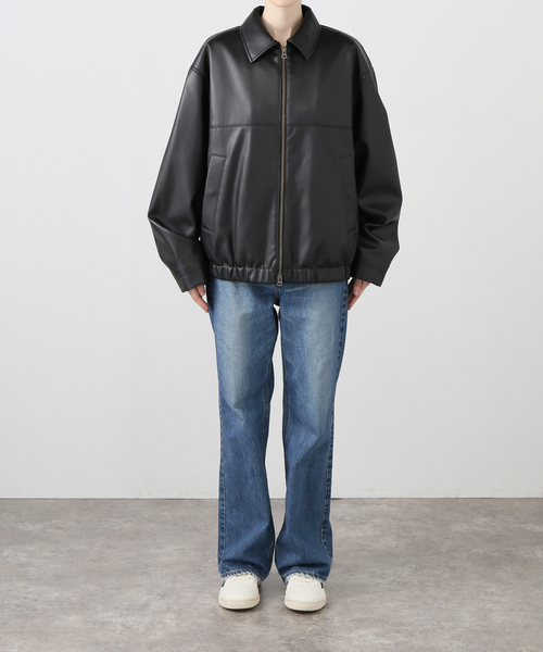 FRAMeWORK（フレームワーク）の「フェイクレザーフライトジャケット（ライダースジャケット・レディース・ブラック・FREE）」の2枚目の写真