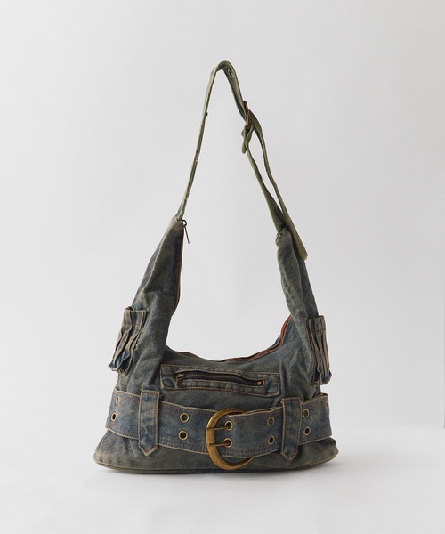 【RAIVE】★Leo Shoulder Bag レオパードデニムショルダーバッグ セール】Vintage Like Denim Shoulder Bag / デニムショルダー