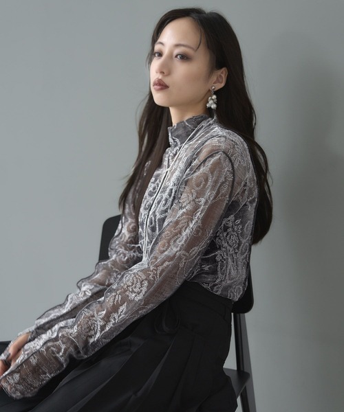 HARE（ハレ）の「ラメローズシアーT(HARE)（Tシャツ/カットソー・レディース・ブラック/シルバー・FREE）」の9枚目の写真