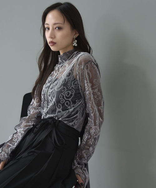 HARE（ハレ）の「ラメローズシアーT(HARE)（Tシャツ/カットソー・レディース・ブラック/シルバー・FREE）」の10枚目の写真