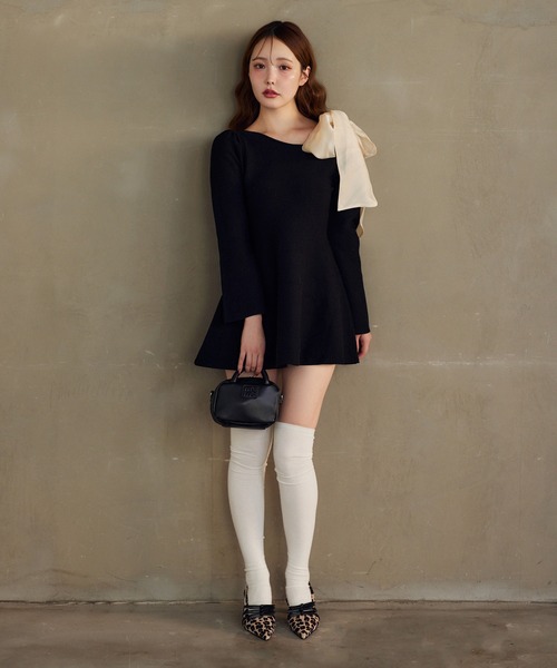 one after another NICE CLAUP(ワンアフターアナザーナイスクラップ)の「【Holiday collection】肩リボンワンピース(ワンピース・レディース・杢グレー/アイボリー/ブラック/レッド・FREE)」の13枚目の写真
