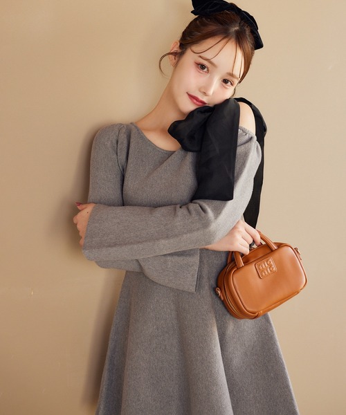 セール】【Holiday collection】肩リボンワンピース（ワンピース