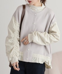 Eglantine 裾フリル素材切り替えブルゾン