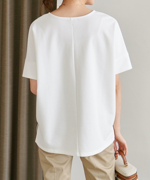 Emma Taylor（エマテイラー）の「ライトダンボールジップキーネックドルマンプルオーバー（Tシャツ/カットソー・レディース・ライトベージュ/ホワイト/ブラック・FREE）」の4枚目の写真