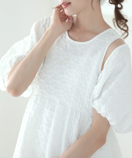 MERAKI(メラキ)の「ボレロセットジャカードワンピース(ワンピース・レディース・ブラック/ホワイト・FREE)」の4枚目の写真