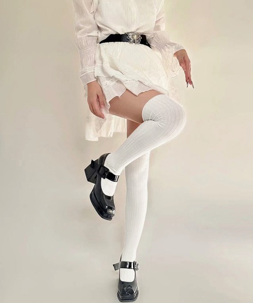 Miniministore(ミニミニストア)の「ニーハイソックス 韓国風くしゅくしゅ靴下(ソックス/靴下・レディース・ダークベージュ/ブラウン/ホワイト/グレー/ブラック/ライトベージュ・FREE)」の19枚目の写真
