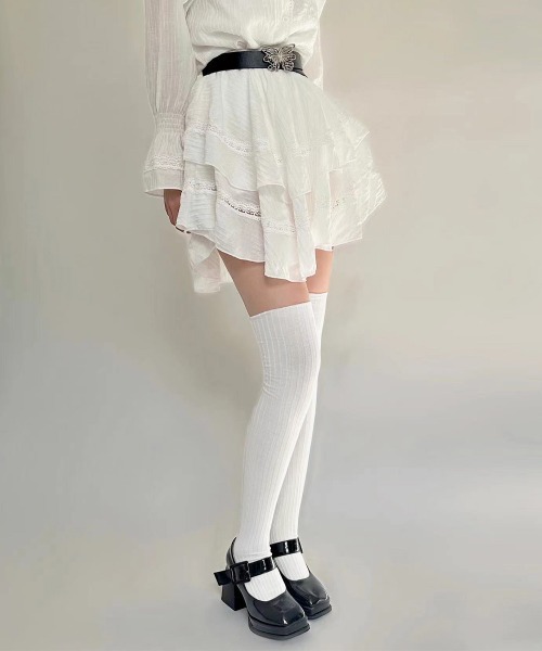Miniministore(ミニミニストア)の「ニーハイソックス 韓国風くしゅくしゅ靴下(ソックス/靴下・レディース・ダークベージュ/ブラウン/ホワイト/グレー/ブラック/ライトベージュ・FREE)」の20枚目の写真