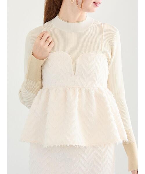 【セール】カットジャカードボンディングキャミソール（セットアップ可）（シャツ/ブラウス）｜Te chichi（テチチ）