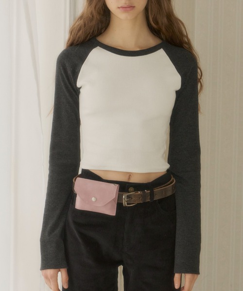 GIUNON（ジウノン）の「long sleeve raglan t / ロングスリーブラグランTシャツ（Tシャツ/カットソー・レディース・グレー/ネイビー・FREE）」の12枚目の写真