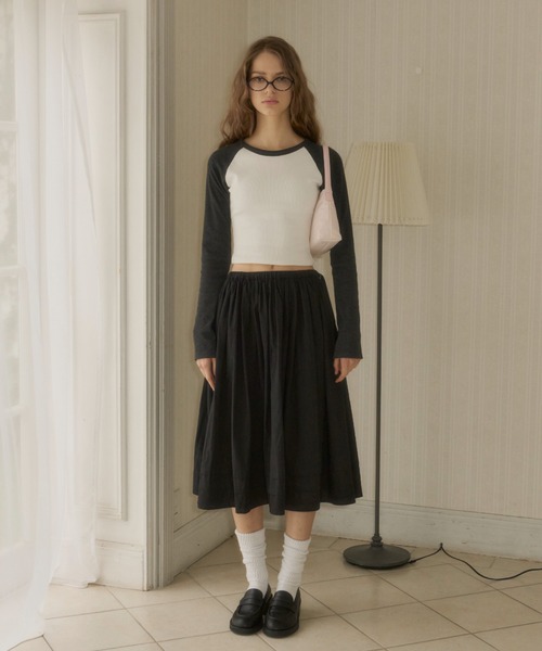 GIUNON（ジウノン）の「long sleeve raglan t / ロングスリーブラグランTシャツ（Tシャツ/カットソー・レディース・グレー/ネイビー・FREE）」の15枚目の写真