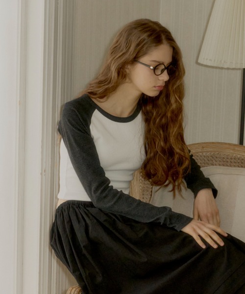 GIUNON（ジウノン）の「long sleeve raglan t / ロングスリーブラグランTシャツ（Tシャツ/カットソー・レディース・グレー/ネイビー・FREE）」の19枚目の写真