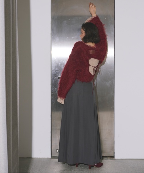 loin nuit（ロワンニュイ）の「shaggy back ribbon knit/シャギーバックリボンニット（ニット/セーター・レディース・グレー/グリーン/ボルドー・FREE）」の13枚目の写真