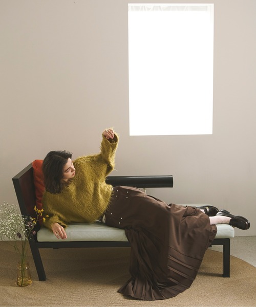 loin nuit（ロワンニュイ）の「shaggy back ribbon knit/シャギーバックリボンニット（ニット/セーター・レディース・グレー/グリーン/ボルドー・FREE）」の18枚目の写真