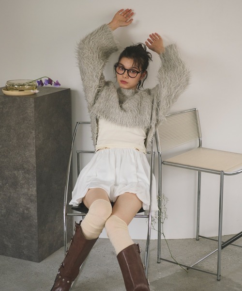 loin nuit（ロワンニュイ）の「shaggy back ribbon knit/シャギーバックリボンニット（ニット/セーター・レディース・グレー/グリーン/ボルドー・FREE）」の20枚目の写真