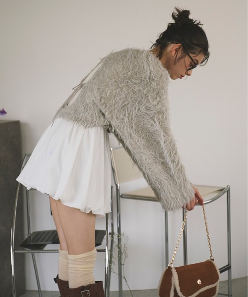 loin nuit（ロワンニュイ）の「shaggy back ribbon knit/シャギーバックリボンニット（ニット/セーター・レディース・グレー/グリーン/ボルドー・FREE）」の22枚目の写真