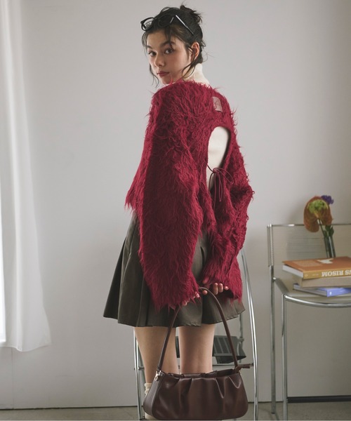 専用✨美品✨bow.a ボウエー　バックリボン　バックオープン　ニット　シャギー セール】shaggy back ribbon knit/シャギーバックリボンニット（ニット