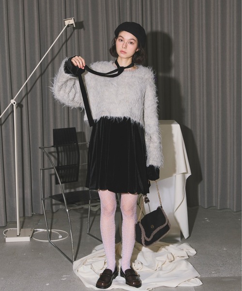 loin nuit（ロワンニュイ）の「shaggy back ribbon knit/シャギー