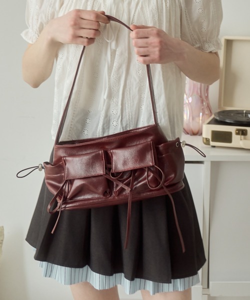 Birthday room（バースデイルーム）の「ポケットリボンハンドバッグ/pocket ribbon handbag（ハンドバッグ・レディース・ブラウン/レッド・FREE）」の2枚目の写真