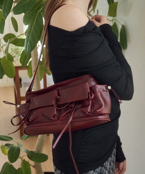 Birthday room（バースデイルーム）の「ポケットリボンハンドバッグ/pocket ribbon handbag（ハンドバッグ・レディース・ブラウン/レッド・FREE）」の13枚目の写真