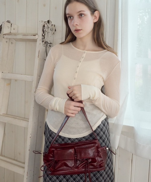 Birthday room（バースデイルーム）の「ポケットリボンハンドバッグ/pocket ribbon handbag（ハンドバッグ・レディース・ブラウン/レッド・FREE）」の18枚目の写真