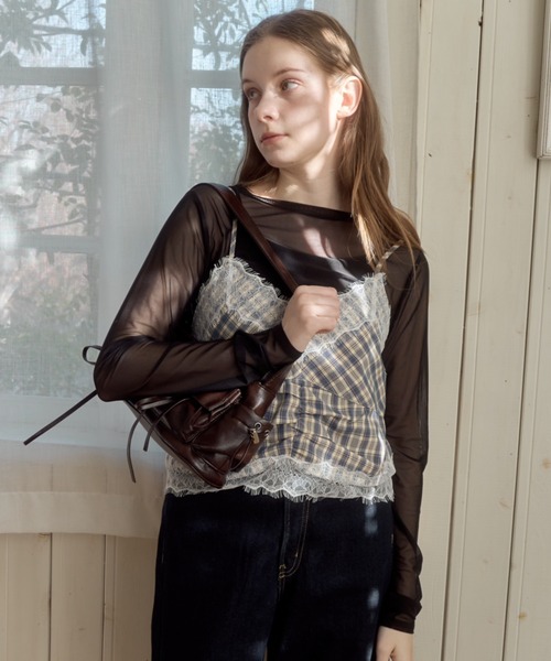 Birthday room（バースデイルーム）の「ポケットリボンハンドバッグ/pocket ribbon handbag（ハンドバッグ・レディース・ブラウン/レッド・FREE）」の8枚目の写真