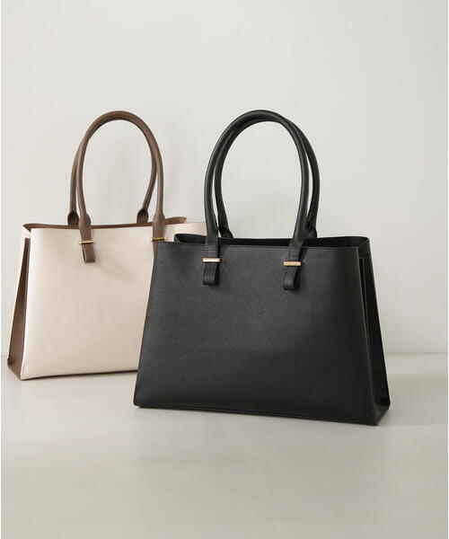 NATURAL BEAUTY BASIC（ナチュラルビューティーベーシック）の「◇トラペーズクラッシートートバッグ（トートバッグ・レディース・ブラック/ホワイト系その他・ﾌﾘ-）」の12枚目の写真