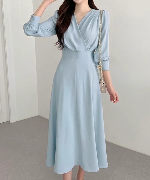 Teem Store(チームストア)の「ウエストマークカシュクール ロングドレス ワンピース 結婚式 二次会(ワンピース・レディース・アイボリー/ブラック/ブルー・S/M/L)」の3枚目の写真