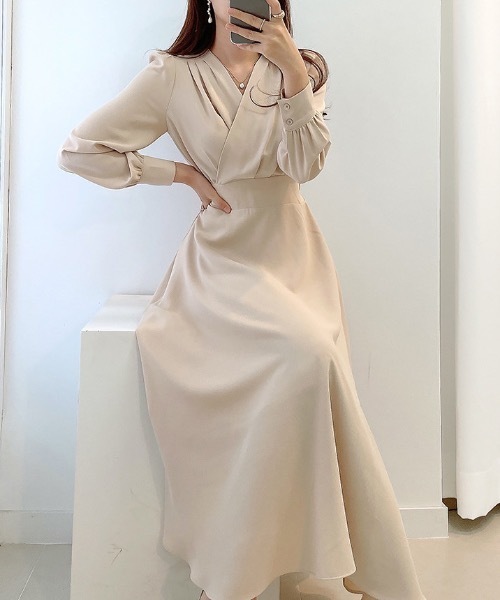 Teem Store(チームストア)の「ウエストマークカシュクール ロングドレス ワンピース 結婚式 二次会(ワンピース・レディース・アイボリー/ブラック/ブルー・S/M/L)」の5枚目の写真