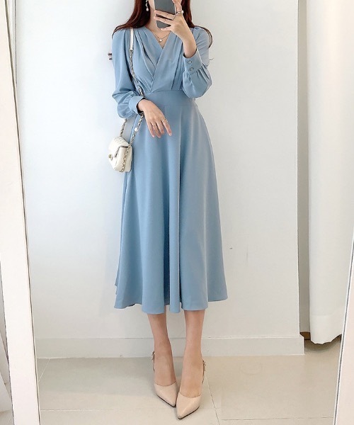 Teem Store(チームストア)の「ウエストマークカシュクール ロングドレス ワンピース 結婚式 二次会(ワンピース・レディース・アイボリー/ブラック/ブルー・S/M/L)」の9枚目の写真