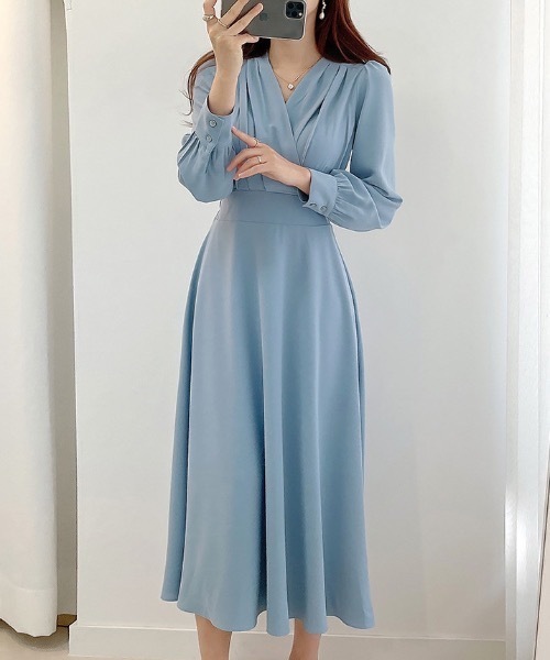 Teem Store(チームストア)の「ウエストマークカシュクール ロングドレス ワンピース 結婚式 二次会(ワンピース・レディース・アイボリー/ブラック/ブルー・S/M/L)」の10枚目の写真