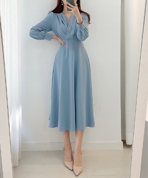 Teem Store(チームストア)の「ウエストマークカシュクール ロングドレス ワンピース 結婚式 二次会(ワンピース・レディース・アイボリー/ブラック/ブルー・S/M/L)」の11枚目の写真